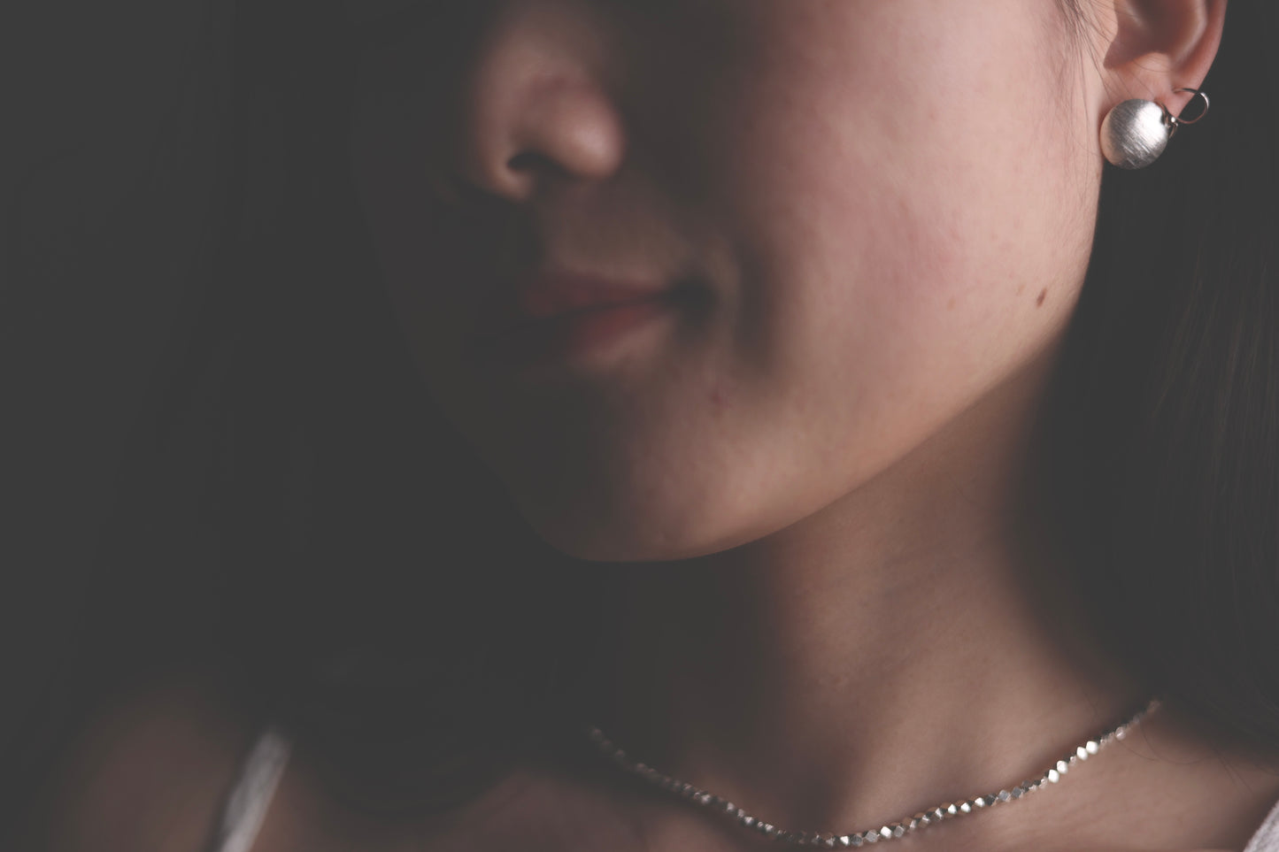 Minimalist Handcrafted Frosted Silver Ear Stud