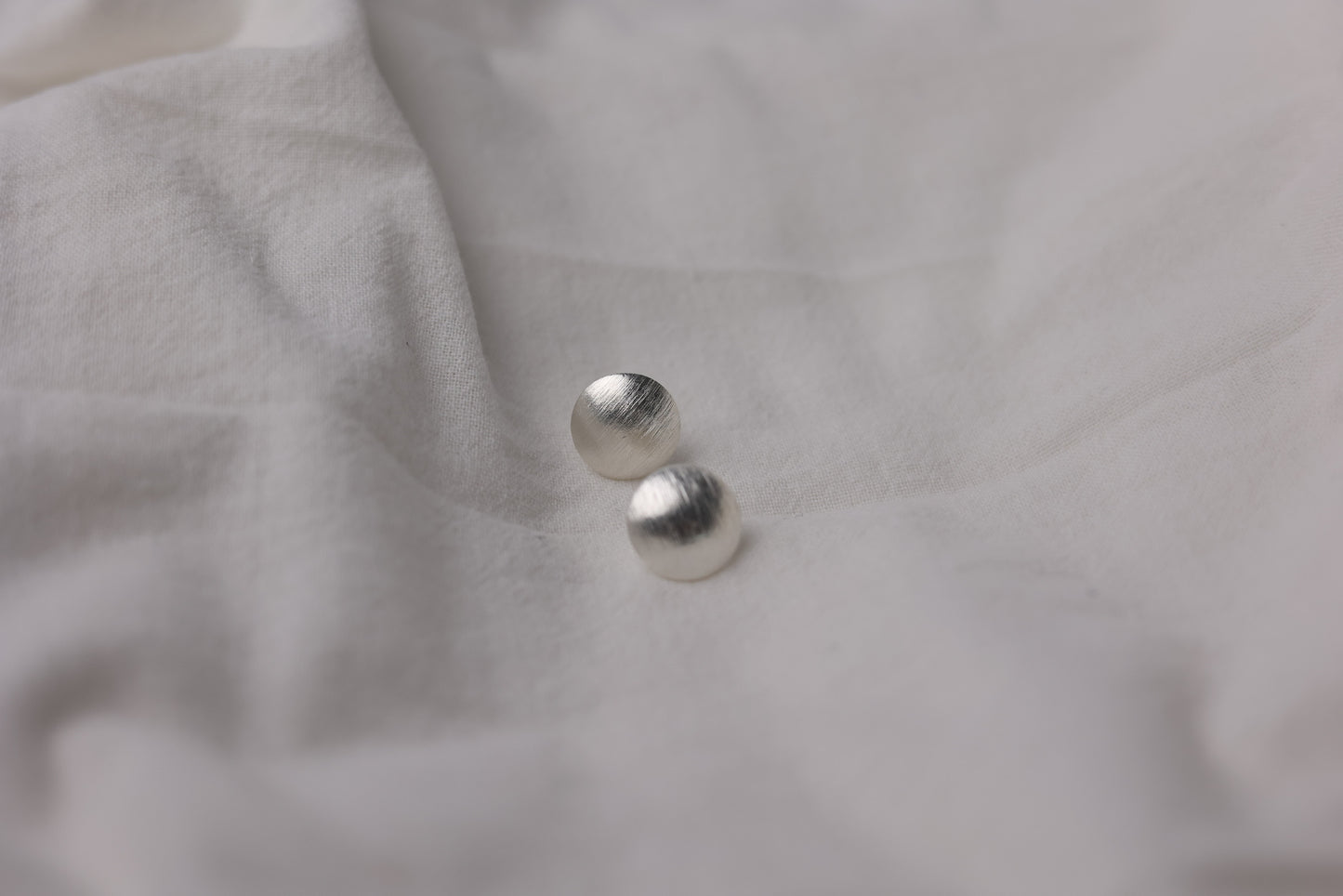 Minimalist Handcrafted Frosted Silver Ear Stud