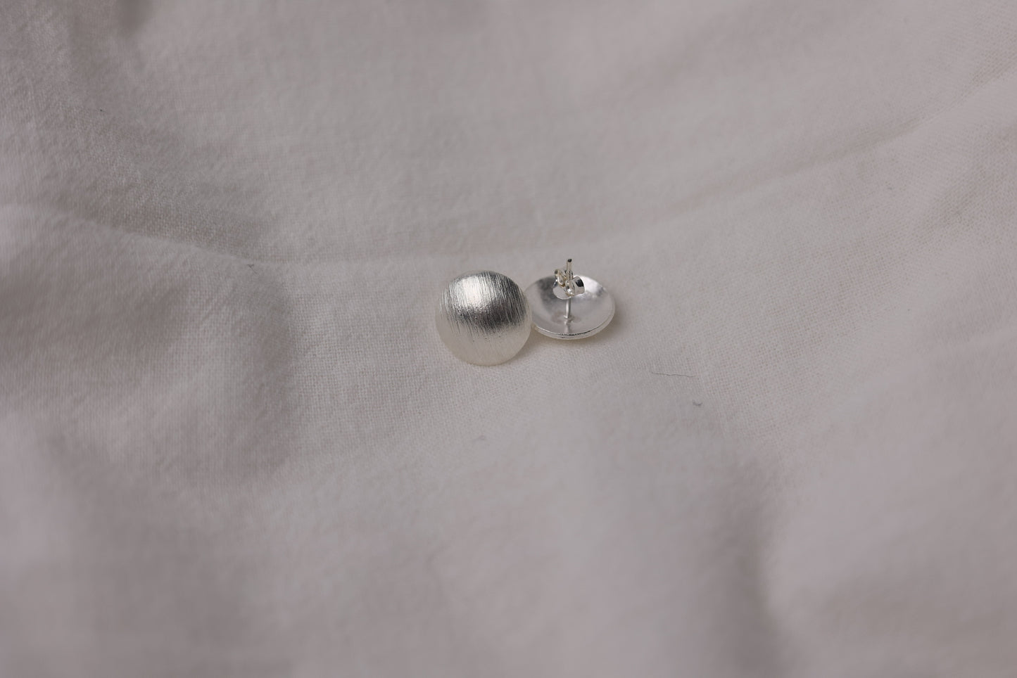 Minimalist Handcrafted Frosted Silver Ear Stud