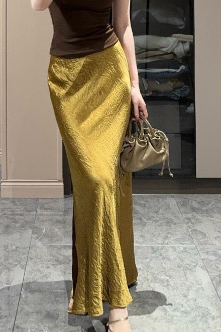 Bronze Sleek Triacetate Skirt