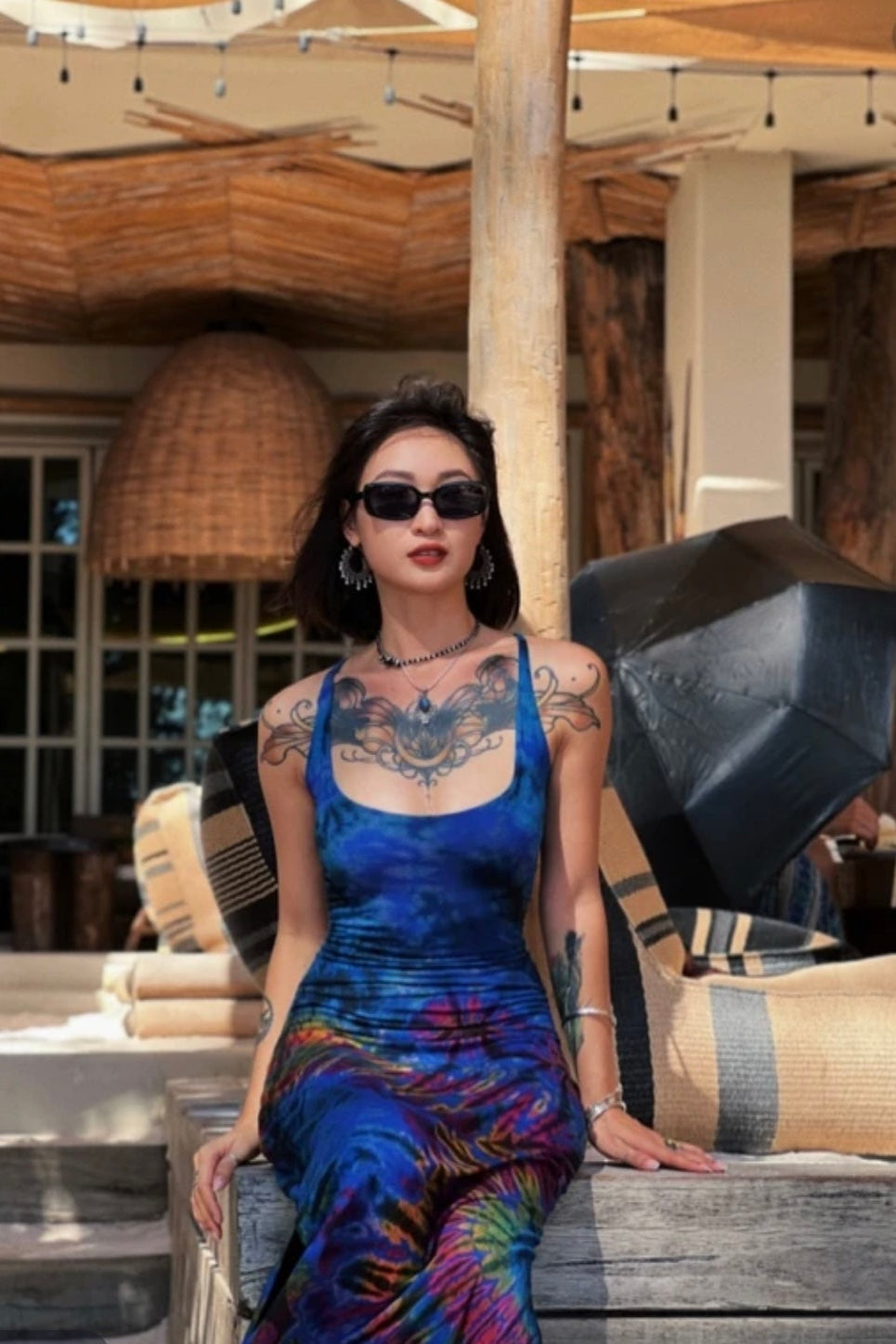 Blue&Purple Hand Tie-Dye Dress