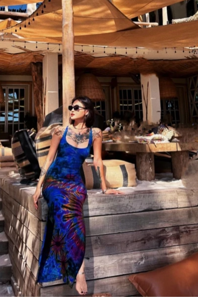 Blue&Purple Hand Tie-Dye Dress