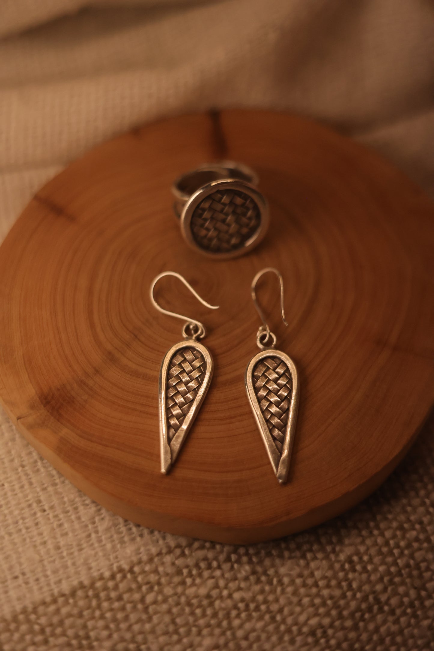 Weave Inspired handmade silver earrings