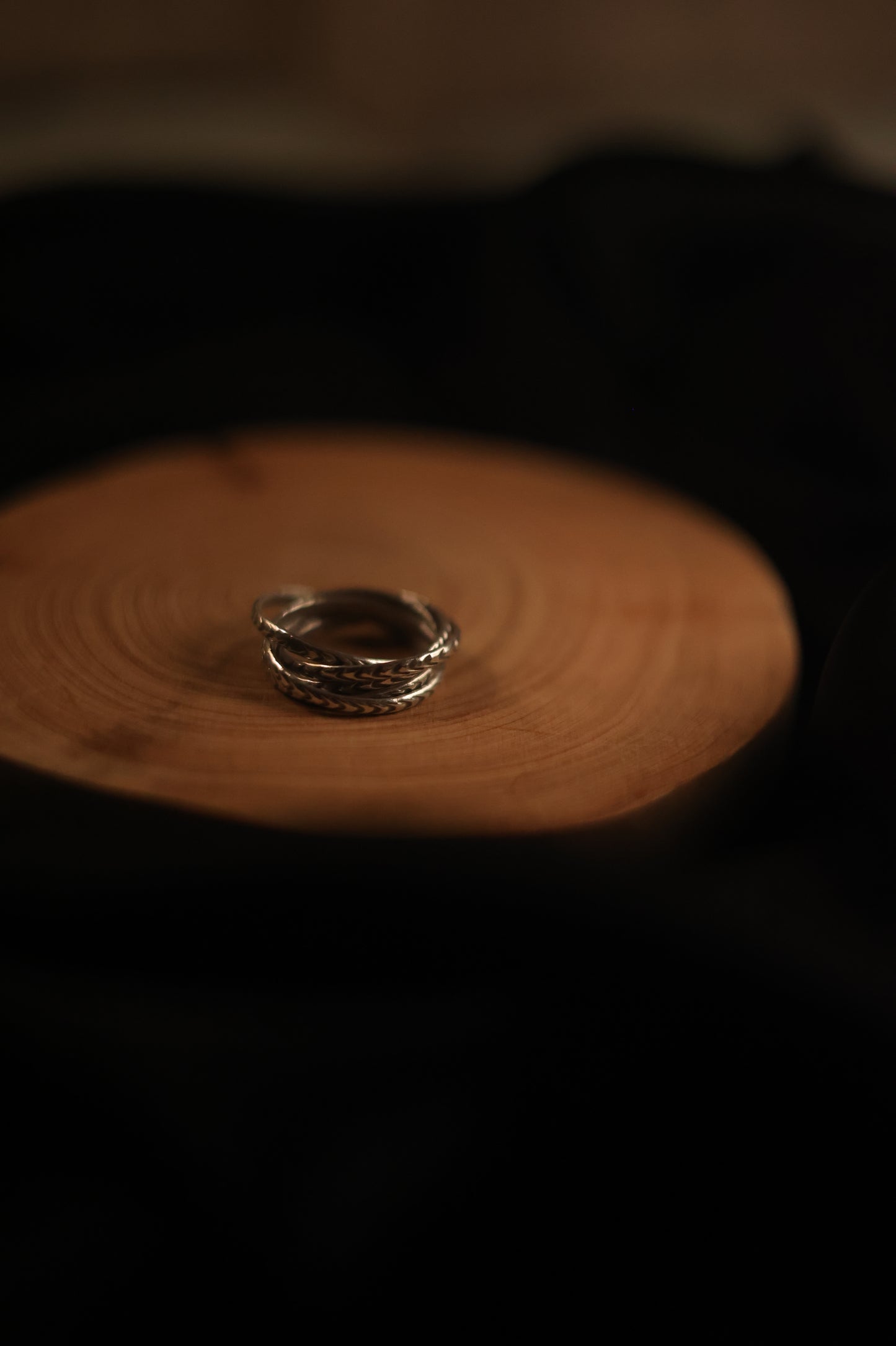 Interlocked Round Silver Ring-Braided
