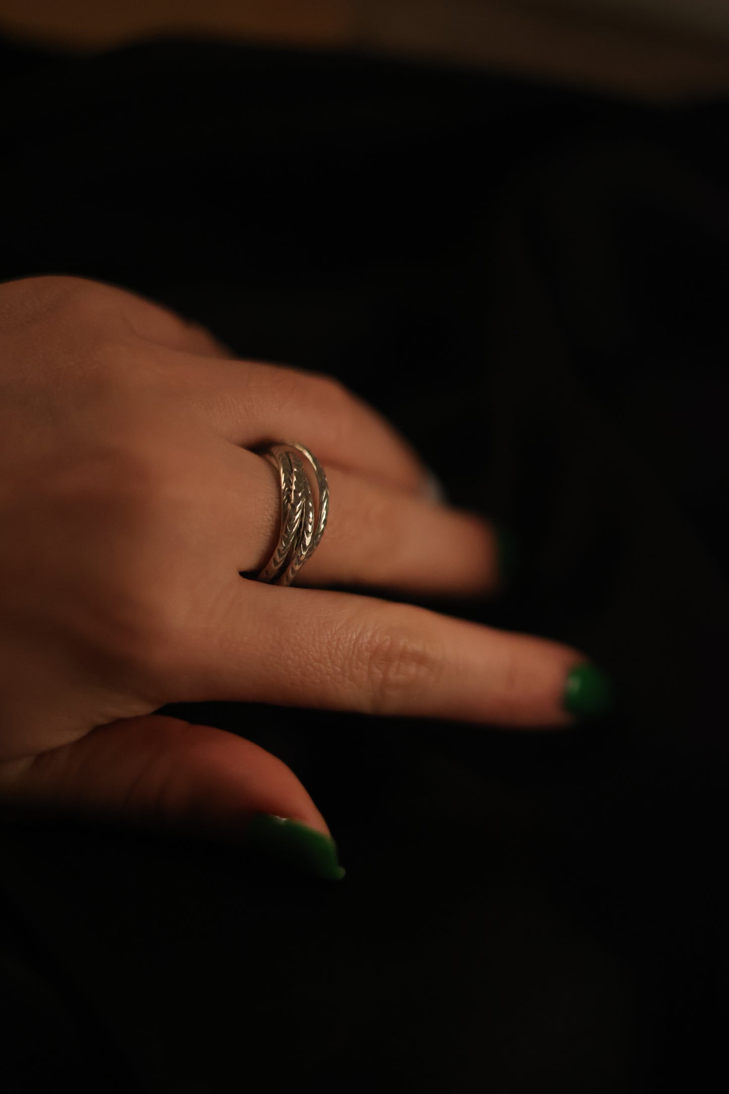 Interlocked Round Silver Ring-Braided