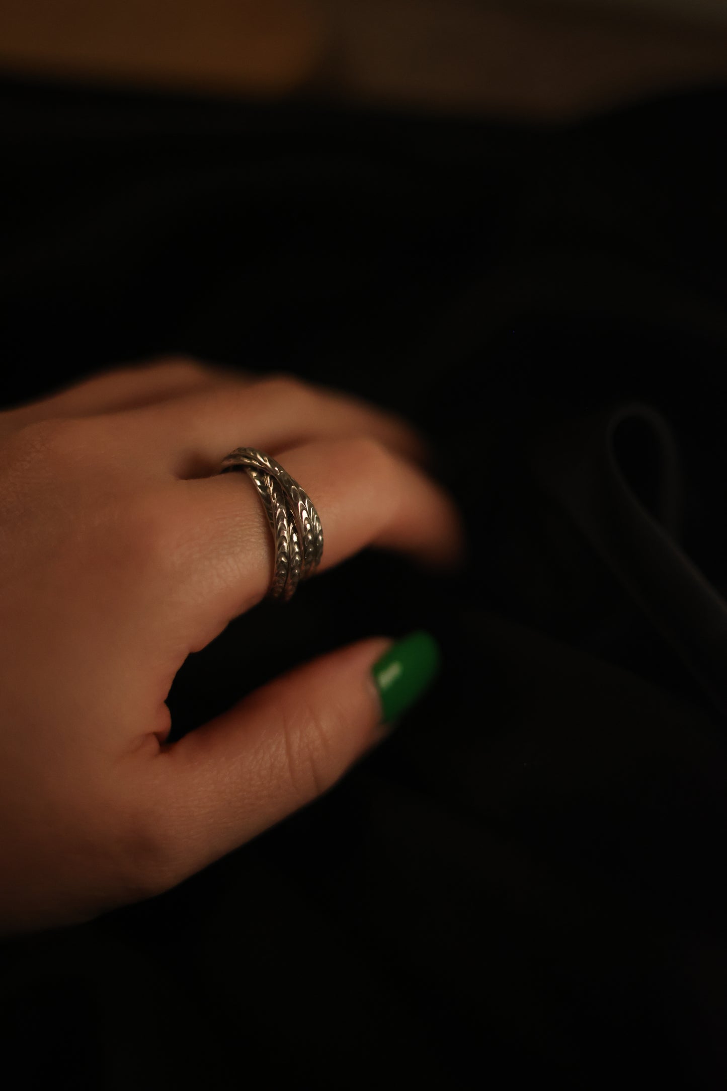 Interlocked Round Silver Ring-Braided