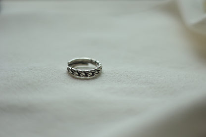 Handcrafted Braided Silver Ring-Unisex — side view of braided band