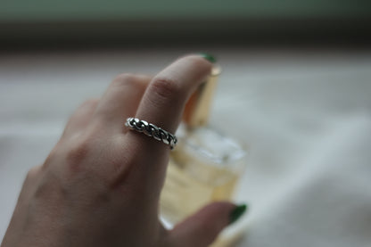 Handcrafted Braided Silver Ring-Unisex — braided band worn on a hand