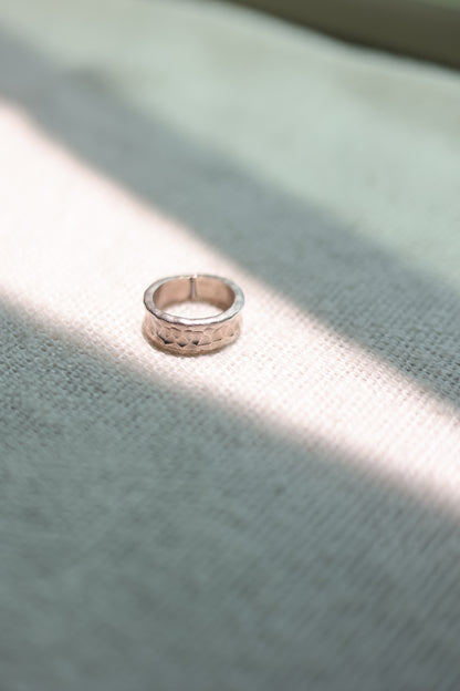 Handcrafted Silver Ring-Stone — top view in sunlight