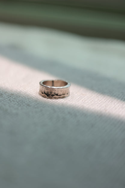 Handcrafted Silver Ring-Stone — side view in sunlight