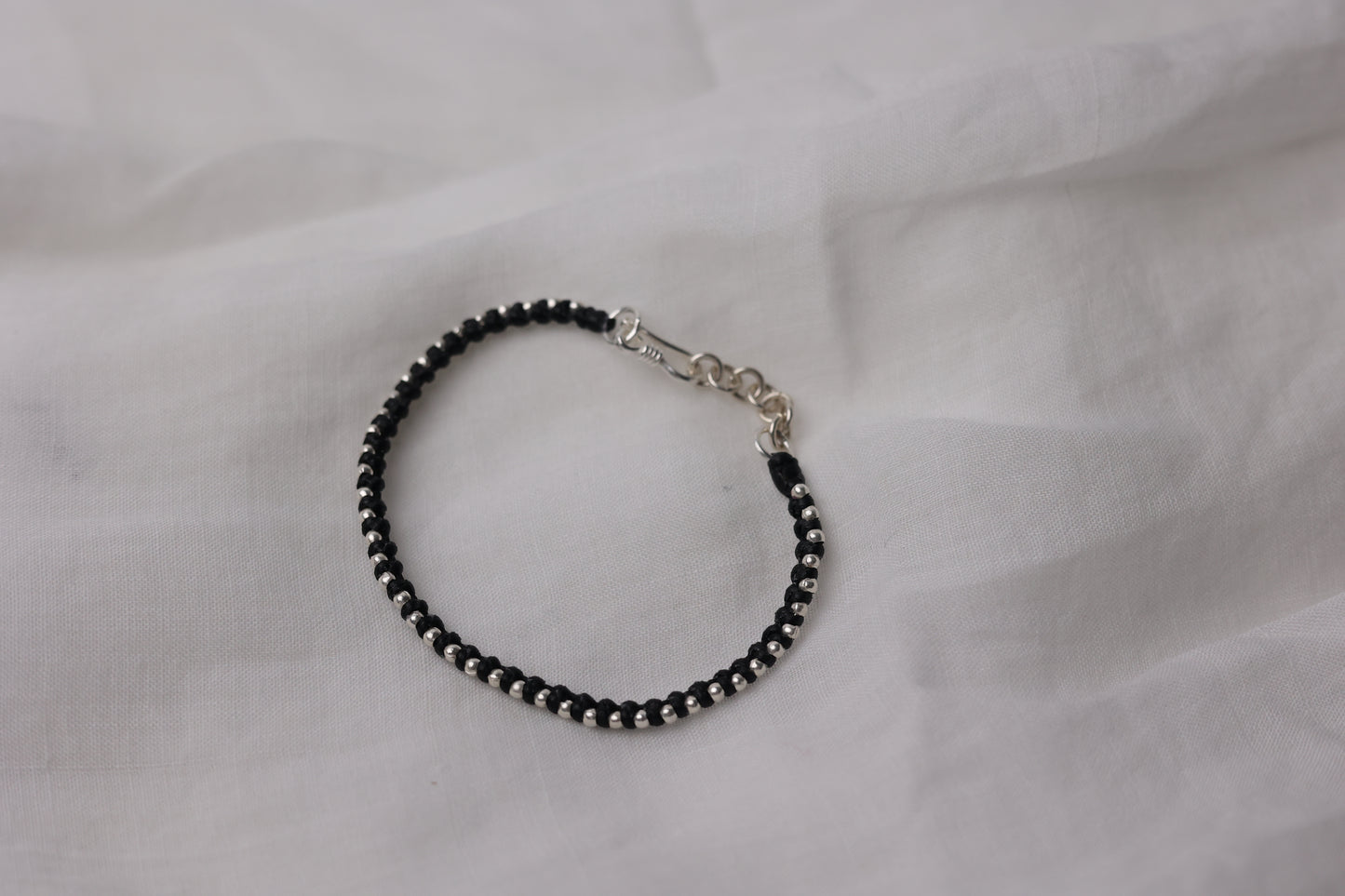 Handwoven Silver Beaded Bracelet