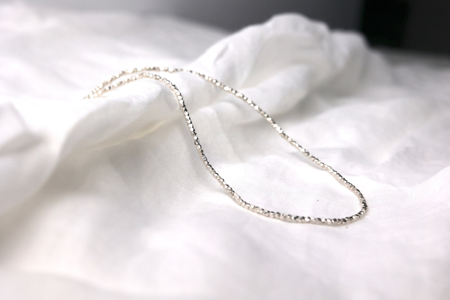 Minimalist Handcrafted Silver Beaded Necklace-Thick