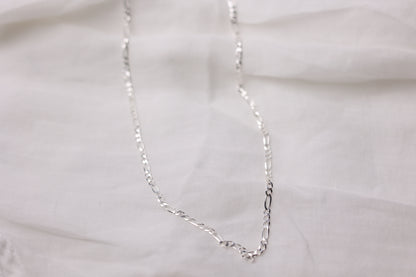 Handcrafted Minimalist Silver Chain Necklace — chain necklace laid flat on fabric