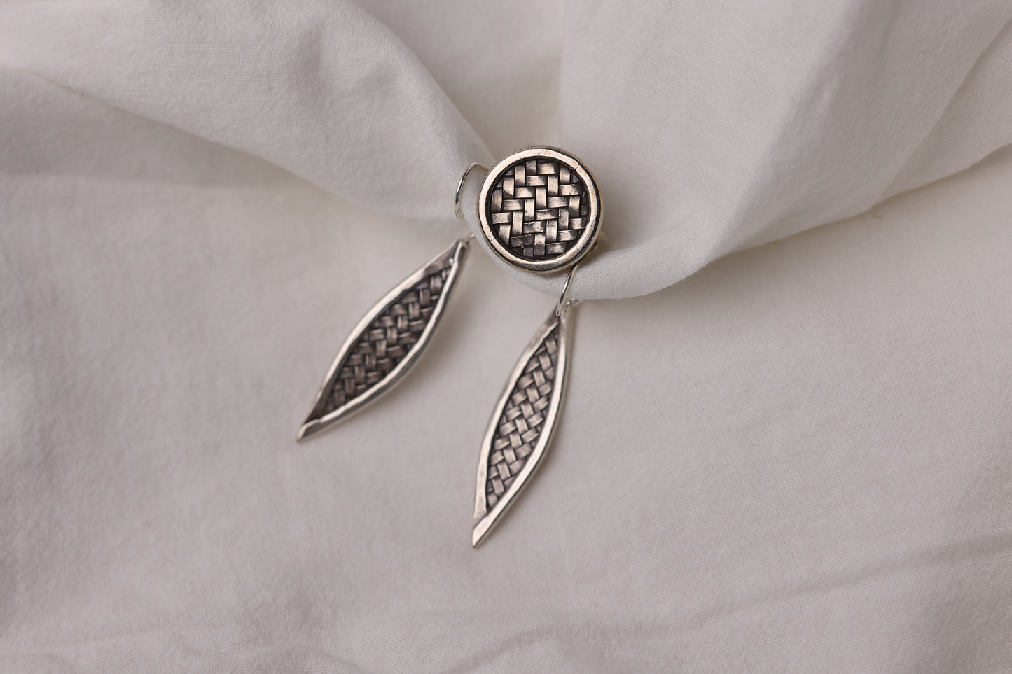 Weave Inspired Handmade Silver Earrings