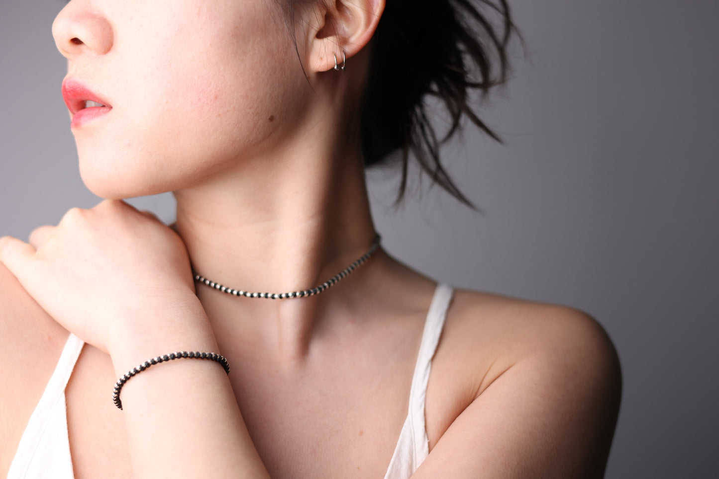 Handwoven Silver Beaded Bracelet