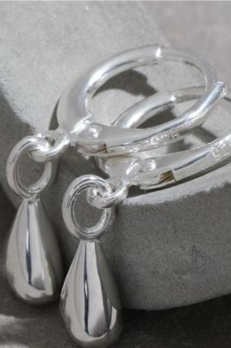 The Little Water Drop-Ear Hoop — close-up of hoops and drop details
