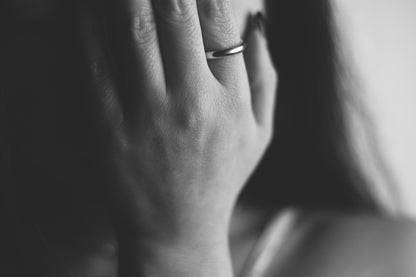 Handcrafted Minimalist Basic Silver Ring — side view of smooth band worn on a hand