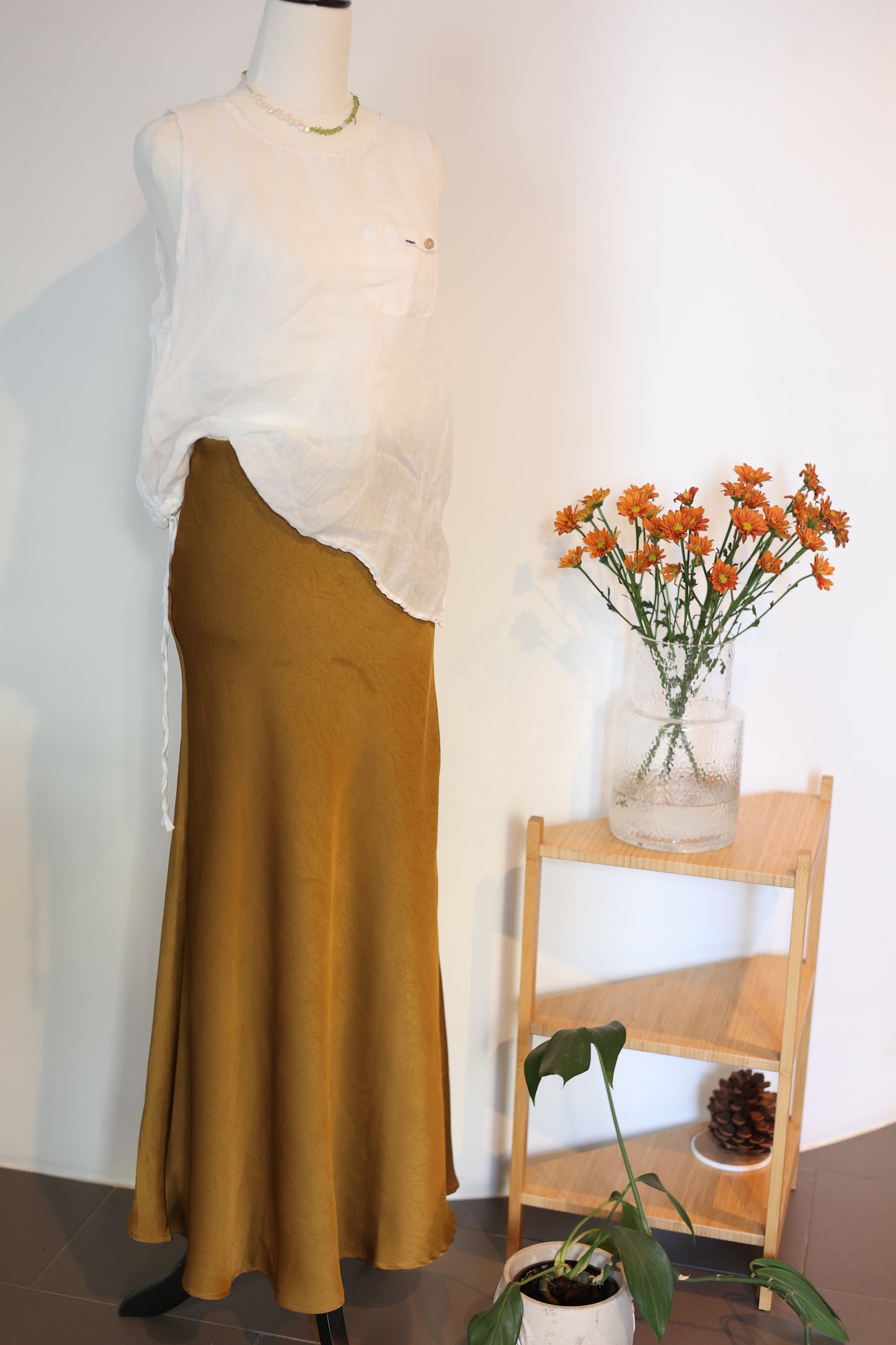 Bronze Sleek Triacetate Skirt