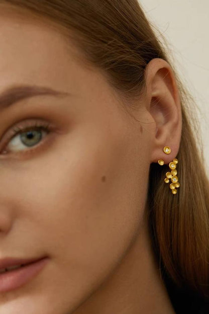 The Stars-Earrings — gold-tone star drop earring worn on an ear