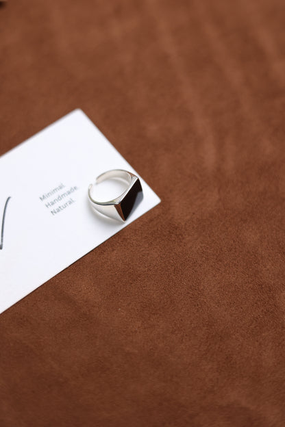 The Square Signet Ring with Black Onyx — side view of square signet ring