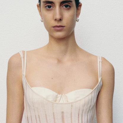 The Classic Agate-B & W — front view of model wearing stone earrings