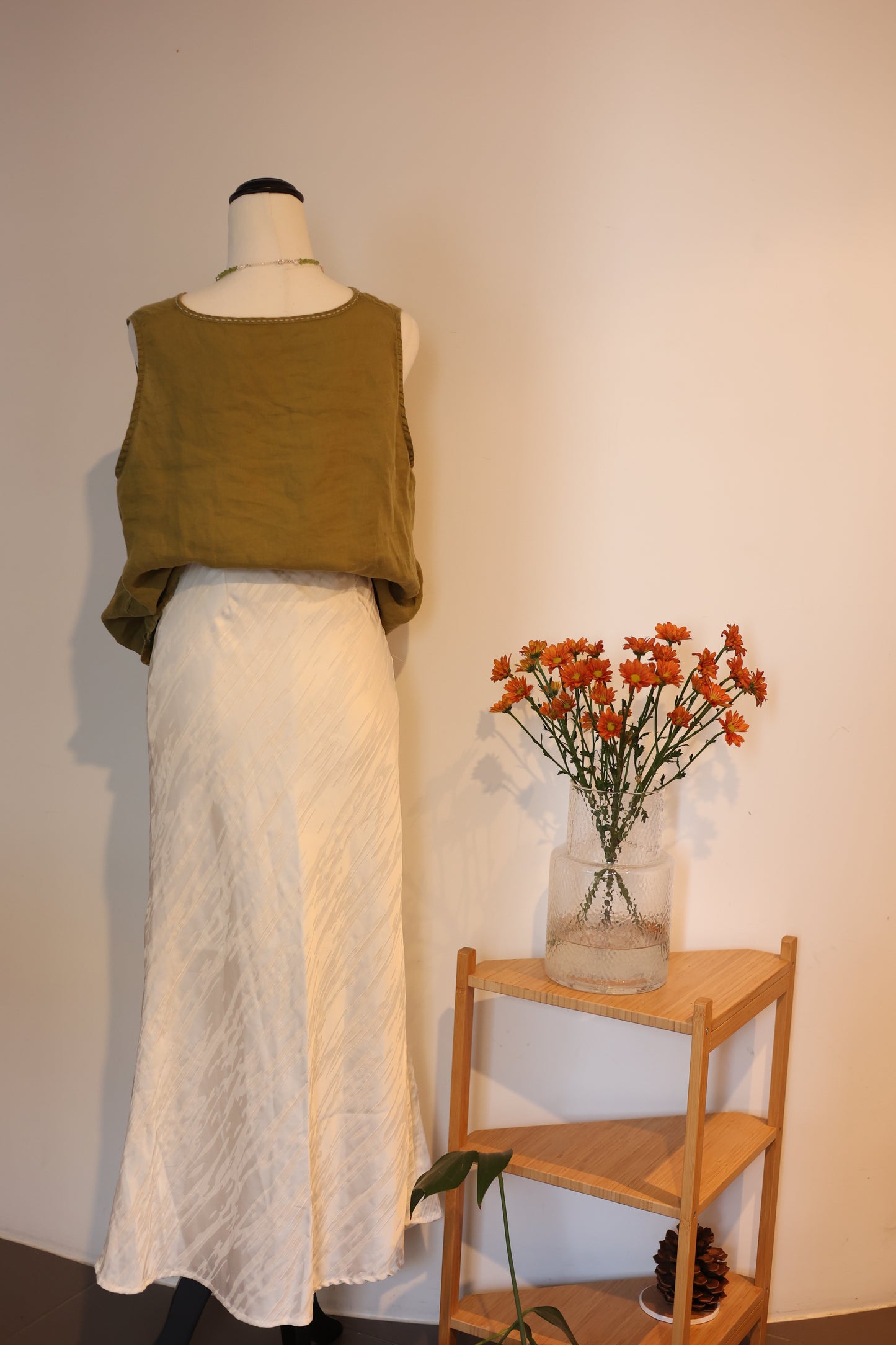 White Triacetate Skirt