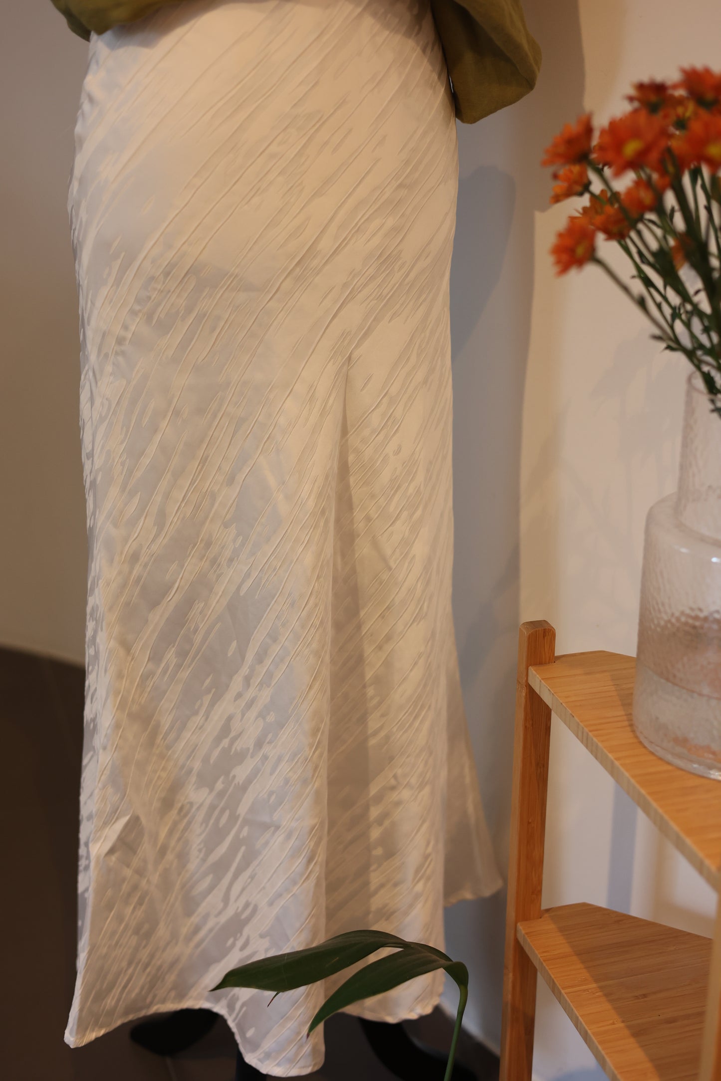 White Triacetate Skirt