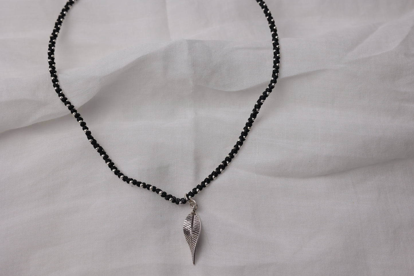 Handwoven Silver Necklace- The Leaf