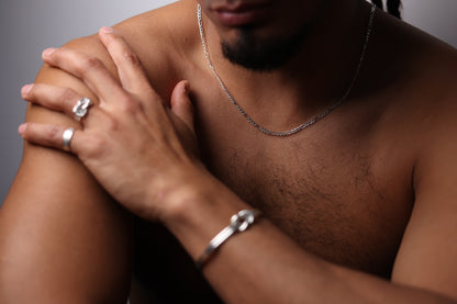 Handcrafted Minimalist Silver Chain Necklace — silver chain necklace worn around the neck