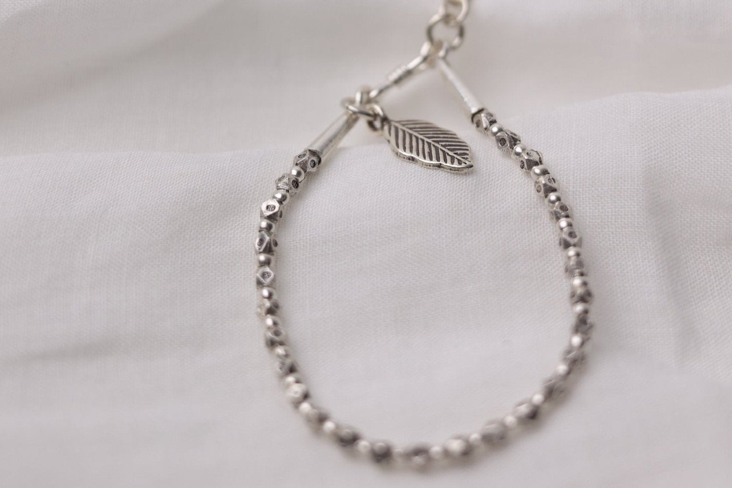 Handcrafted Hill Tribe Style Silver Bracelet- The Leaf