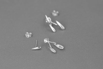 Rain Drops Earrings — back view of silver-tone earrings and butterfly backs