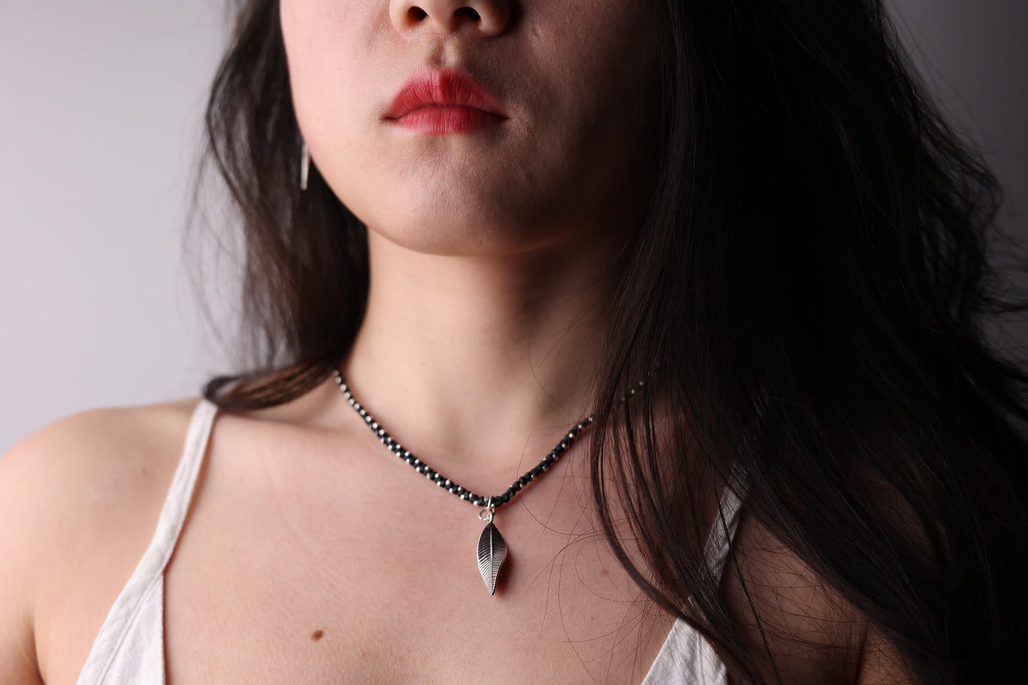 Handwoven Silver Necklace- The Leaf