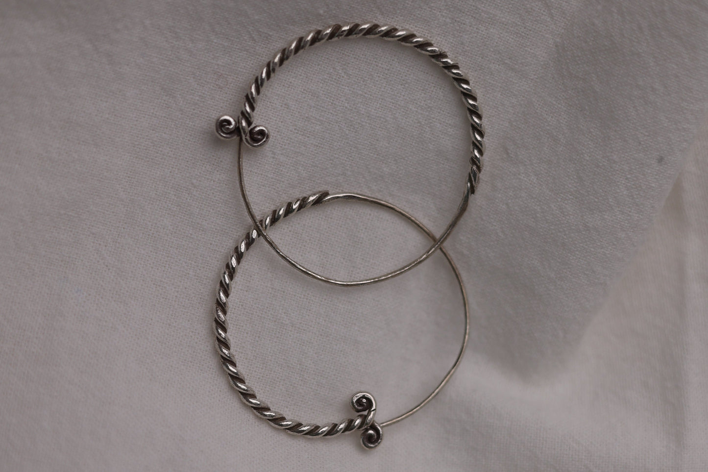 Handmade Braided Silver Ear Hoops