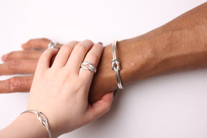 Handcrafted The Knot Ring — knot ring worn with matching bangles
