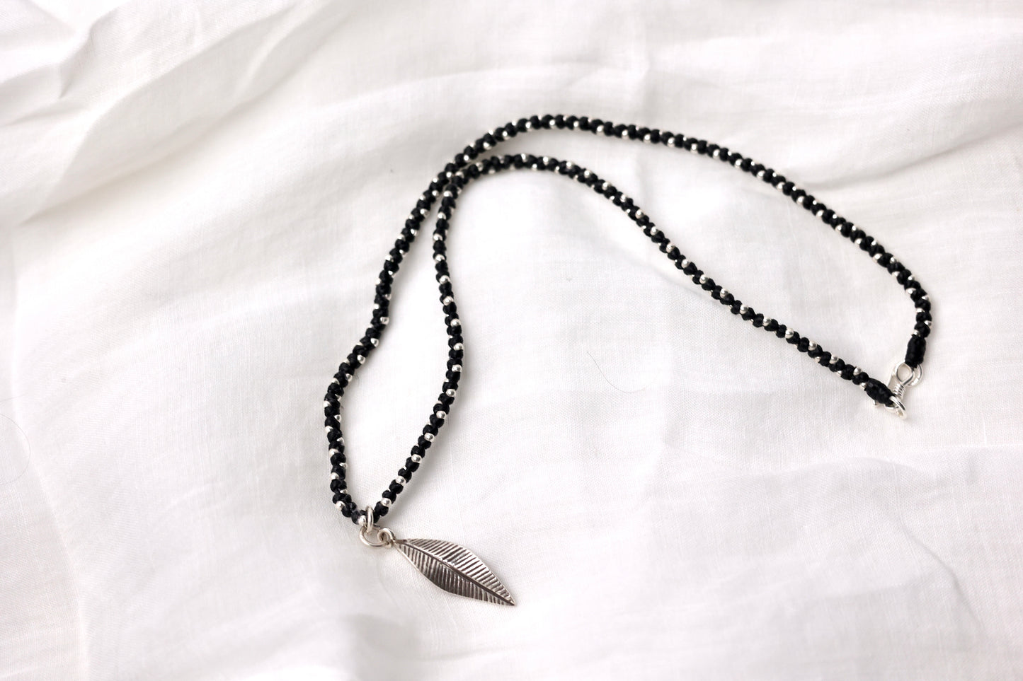 Handwoven Silver Necklace- The Leaf