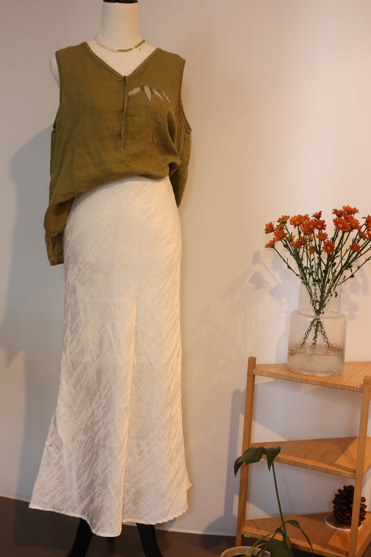 White Triacetate Skirt