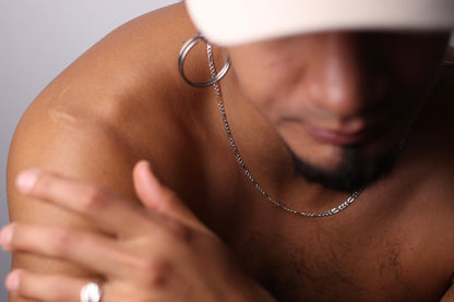 Handcrafted Minimalist Silver Chain Necklace — model wearing silver chain necklace