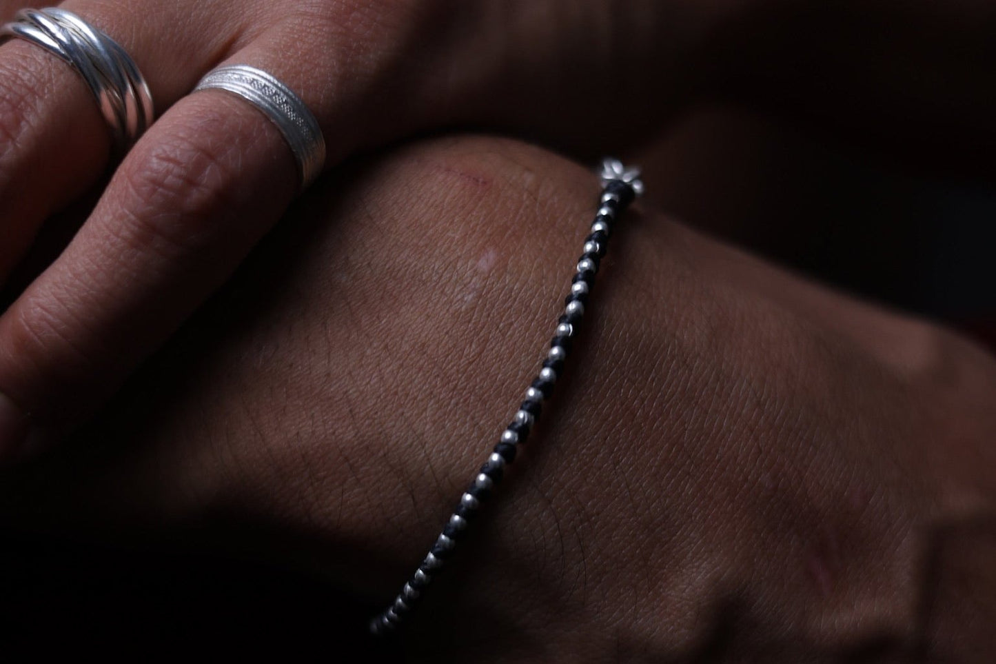 Handwoven Silver Beaded Bracelet