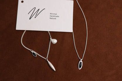 The Onyx Set- Necklace & Bracelet — pendant necklace and charm bracelet set