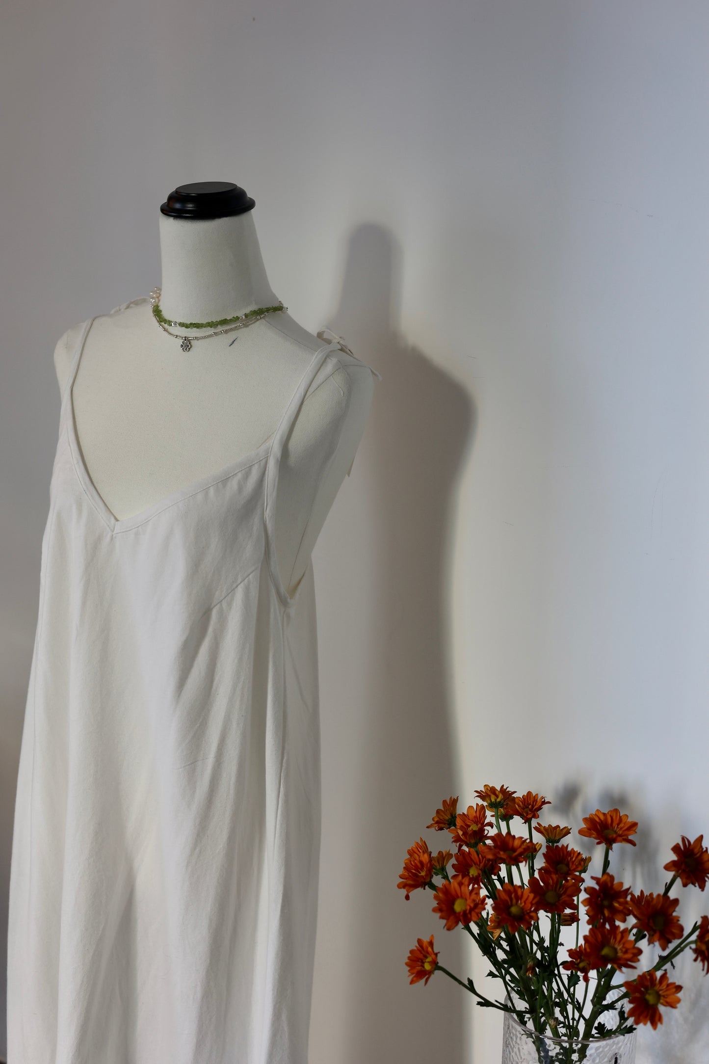 Nature/White Cotton Summer Beach Dress.