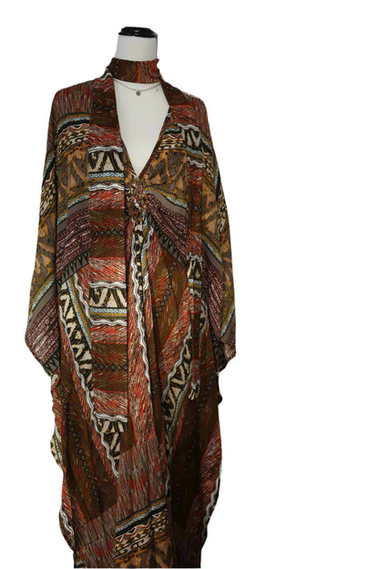 Boho Maxi Dress — close-up of patterned boho maxi dress