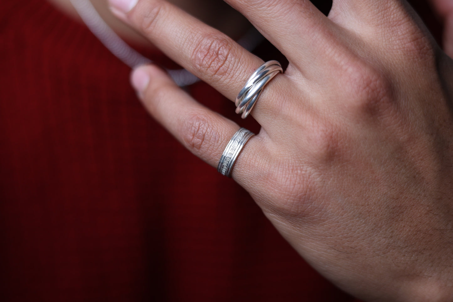 Handcrafted Interlocked Round Silver Ring