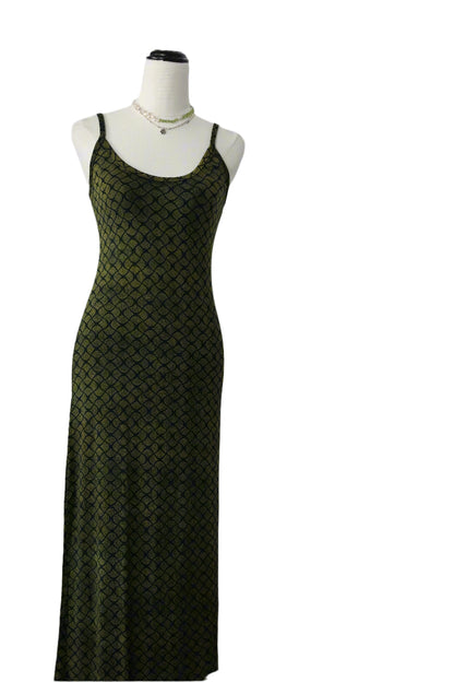 The Forest Maxi Summer Dress — front of forest-green maxi dress on mannequin