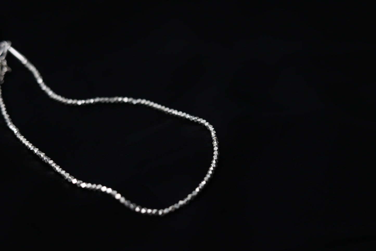 Minimalist Handcrafted Silver Beaded Necklace-Thick