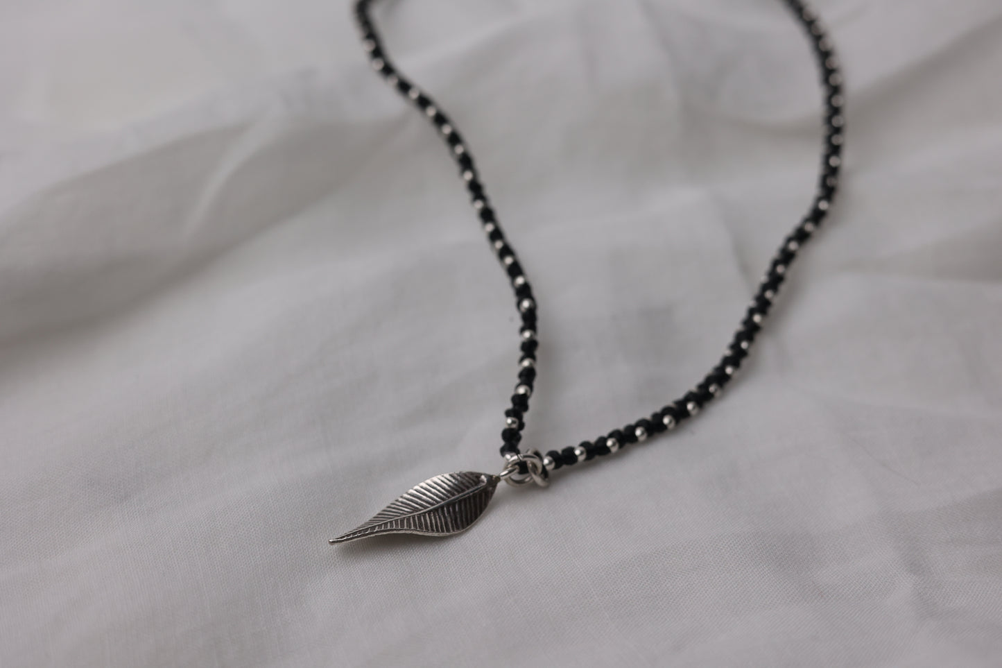 Handwoven Silver Necklace- The Leaf