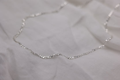 Handcrafted Minimalist Silver Chain Necklace — close-up of clasp and chain on fabric