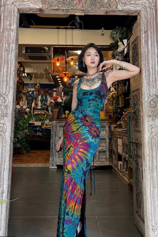 Green Hand Tie-Dye Dress